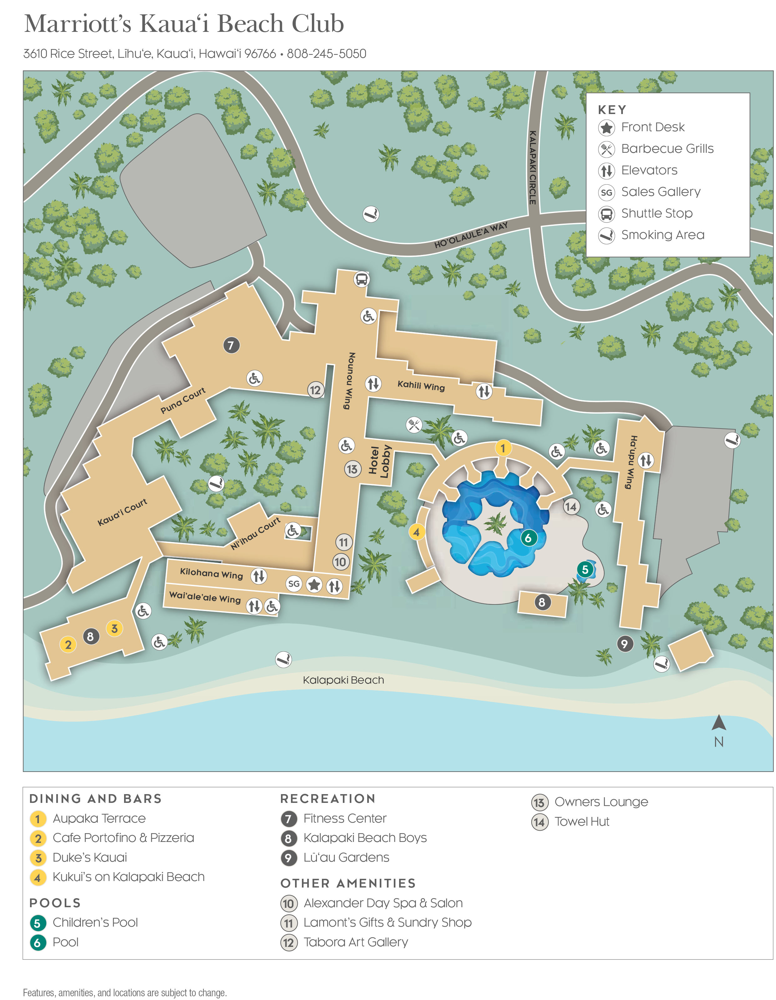 Kauai Beach Resort Map Map | Marriott's Kauai Beach Club | Marriott Vacation Club